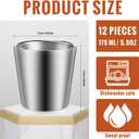Amyhill 12 Pieces Stainless Steel Cups Double Wall Tumbler Glasses Stackable Metal Drinking Cups Insulated Drinking Glasses Reusable Camping Mugs for Home Camping RV BBQ Office Party(Silver,5.9 oz)