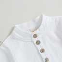 Karuedoo Toddler Baby Boy Clothes Cotton Linen Henley Shirts Button Down Long Sleeve Shirts Casual Pants Set (White)