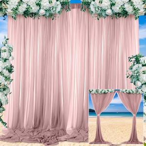 BBTO 2 Panels Dusty Rose Backdrop Curtains for Parties Wedding Pink Polyester Wrinkle Free Window Curtains for Ceremony Party Birthday Bridal Shower Graduation Decorations 5ft x 10ft