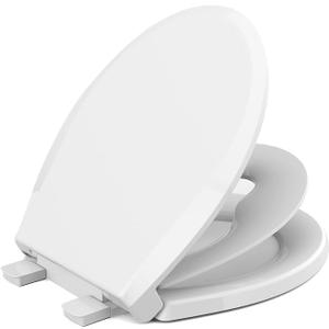 Toilet seat with toddler seat built in, Potty training toilet seat, Fits both adult and child, Slow-Close, Toddler toilet seat attachment, ROUND, Heavy Duty, White(16.5)