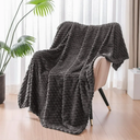 Exclusivo Mezcla Large Soft Fleece Throw Blanket, 50"x70" Stylish Jacquard Throw Blanket for Couch, Cozy, Warm, Lightweight Dark Grey Blanket