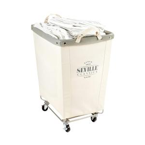 Seville Classics Large Commercial Heavy Duty Rolling Steel Frame Laundry Hamper Canvas Cart Bin, w/Wheels for Hotel, Home, Closet, Bedroom (PATENTED), Cream, 22" D x 16" W