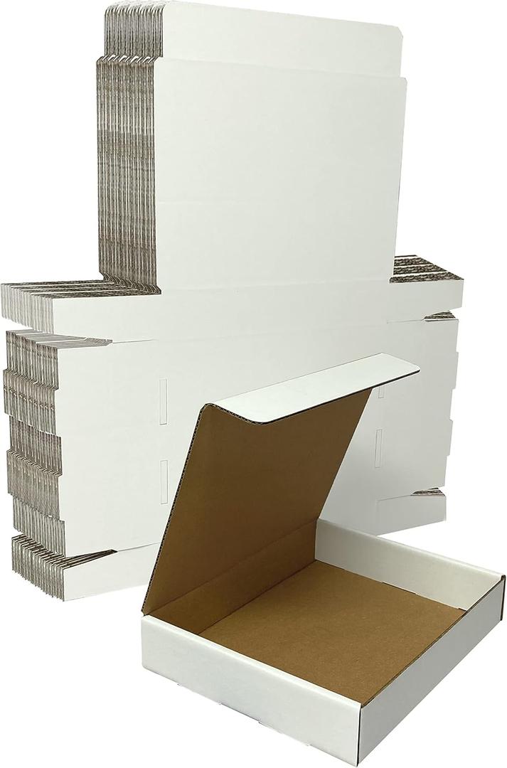 Amazon Basics Mailer Shipping Box, 50 Pack, White, Cardboard Box for Packaging Small Business for 12 x 9 x 2.25 inches
