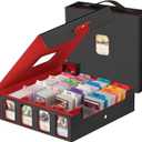 Gomyrod Card Storage Box 3200+ MTG Deck Box with 30 Colorful Divider, 4 Row Commander Trading Card Cases with Portable Handle & Display Windows, Fits for MTG/TCG/Magic Cards, Patented Design (Black & Red)
