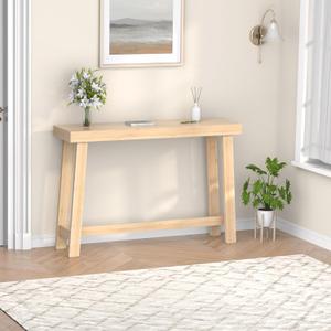 Bamboonova Bamboo Wood Entryway Table 47.2" Console Table, Narrow Sofa Table with Support Beam for Entrance, Hallway, Living Room, Bedroom, Foyer(Natural)