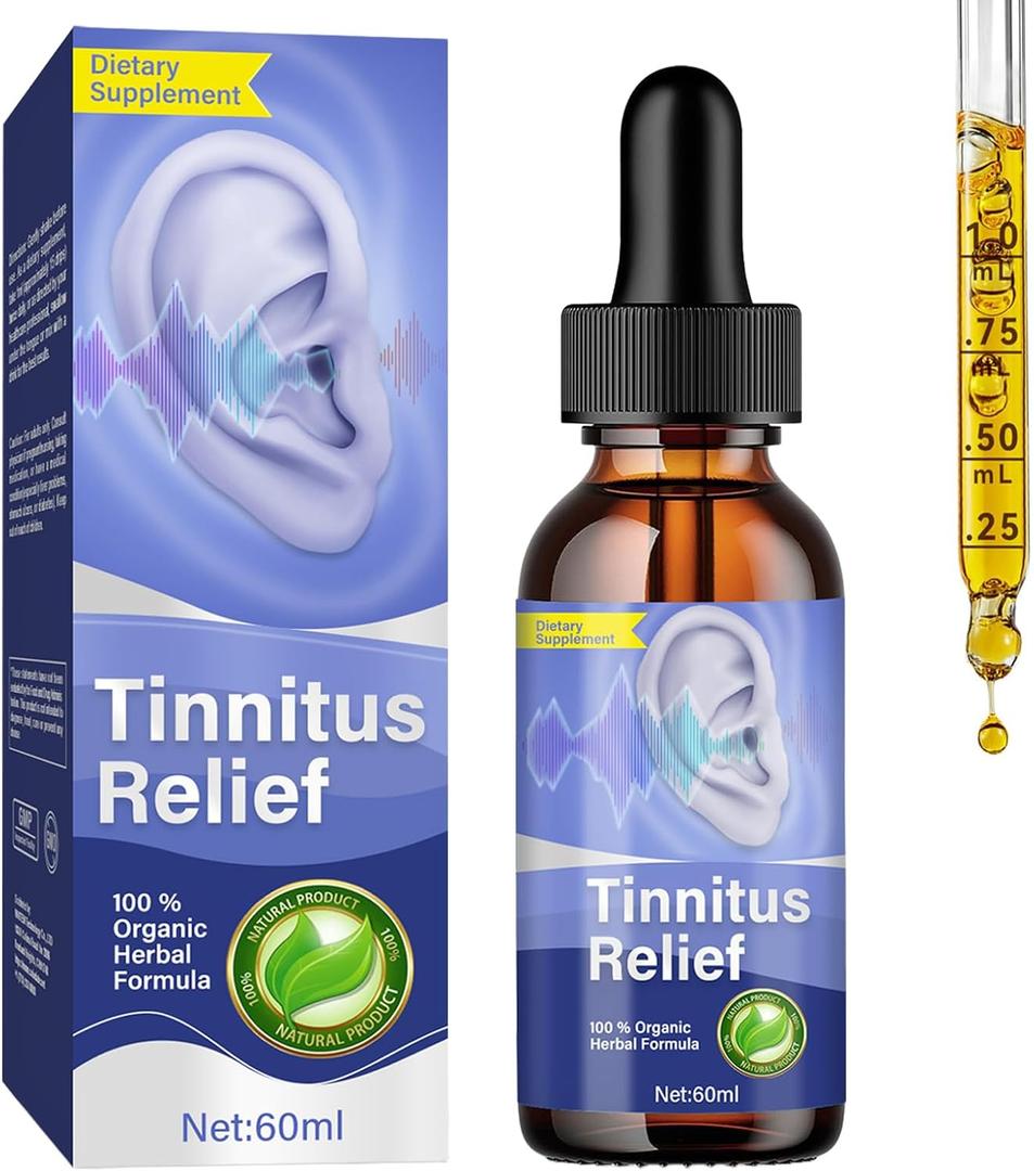 Tinnitus Relief for Ringing Ears, Herbal Formula Tinnitus Relief Drops, Effective Tinnitus Treatment to Reduce Ear Noise & Improve Hearing for Men & Women