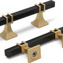 homdiy 12 Pack 3 Inch Black and Gold Cabinet Pulls Black and Gold Cabinet Handles - Kitchen Cabinet Handles Square Dresser Drawer Pulls Kitchen Cabinet Hardware (3 inch (76mm) hole center)