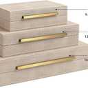 Decorative Boxes, shagreen box, Set of 3 Decorative Storage Boxes with Lids, Faux Shagreen Nesting Decorative Box for Home Decor, Bridal Trunk, Jewelry Keepsake Storage Boxes (Ivory 2)