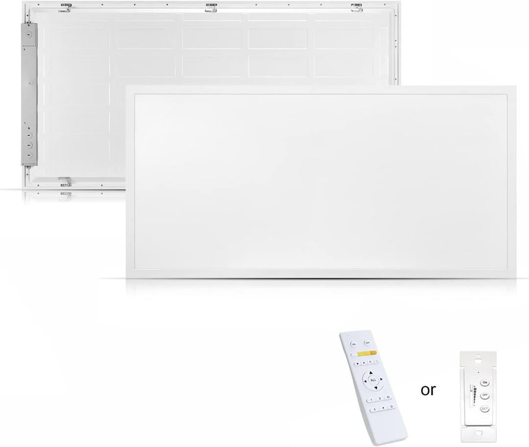 2x4 LED Flat Panel Light, Backlit 50W 6500 Lumen CCT Color 3000K-5000K Dimmable 2.4G Wireless Control Drop T-Bar Ceiling Surface Hanging Residential Commercial Industrial UL DLC, 2 Pack 2x4 LED Flat Panel Light, Backlit 50W 6500 Lumen CCT Color 3000K-5000K Dimmable 2.4G Wireless Control Drop T-Bar Ceiling Surface Hanging Residential Commercial Industrial UL DLC, 2 Pack