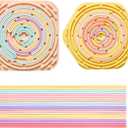 2 Pack Sensory Activity Board with 20 Random-Color Strings, Double-Sided Silicone Sensory Fidget Toy for Kids and Adults with Autism, ADHD, Silent, Stress Relief, Calming, Focus, Gift for Girls Boys
