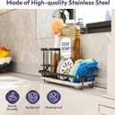 SWTYMIKI Sink Caddy Sponge Holder - Kitchen Sink Organizer with High Brush Holder for Countertop to Hold Dish Soaps and Sponges, Stainless Steel, Black