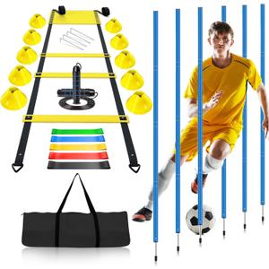 Haootadiy Soccer Agility Training Poles Equipment |Adjustable Soccer Equipment for Training Includes 6 Flexible Agility Poles