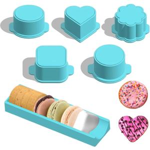 Joyzan Cake Pop Mold Set, 6PCS Heart Square Cloud Oval Round 3D Printed Cake Baking Cutter Pusher 8.6in Tray Circle Kit Tools Multiple Shapes Home Birthday Party Wedding Dessert DIY Making Celebration