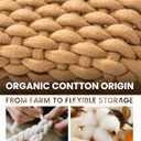 Small Macrame Woven Storage Baskets 2 Pack – Boho Cotton Rope Bins for Bathroom, Bedroom, Desk & Vanity Organizer – White & Khaki, 7x5.5x5 Inches