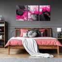 Black and Pink Abstract Wall Art for Office - Modern Art Wall Decor Living Room - Large 3 Piece Canvas Wall Art for Bedroom Size 24" x 36"