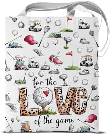 KSFFWQIN Golf Tote Bag for Women Golfers Golf Players Aesthetic Reusable Shoulder Bag for Shopping Grocery Gym Work Totes, Pack Of 2