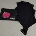 PUMIEY Women's Mock Turtle Neck Sleeveless Bodysuit Sexy Tank Tops Sharp Collection (01 Jet Black)