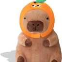 Cute Capybara Plush Soft Stuffed Animal with Orange Hat Kawaii Plushies Hugging Gifts for Kids Boys Girls 12 inch (Capybara Doll Pillow)