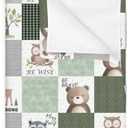 Cute Animals Baby Blankets for Boy Girl Forest Animals Patchwork Soft Flannel Swaddle Receiving Blanket for Infant Toddler Crib Bear Moose Fox Raccoon Wolf Nursery Bed Blankets 30x40inch