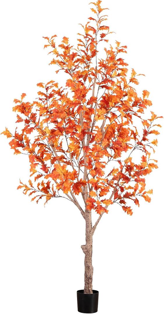 Nearly Natural 9ft Autumn Oak Artificial Fall Tree in Black Nursery Pot
Indoor-Only Faux Tree, Red, Orange, Yellow Leaves, Bendable Branches, Fall Decor Thanksgiving Decorations, 108"Hx48"Wx48"D