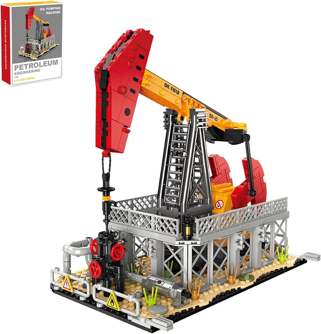 City Gas Station Building JJ9221 Set, 666pcs Modular Chemical Plant Bricks Kit with Storage Tank & Lab, Compatible with Lego City, MOC Display Model for Adults & Kids Age 6+