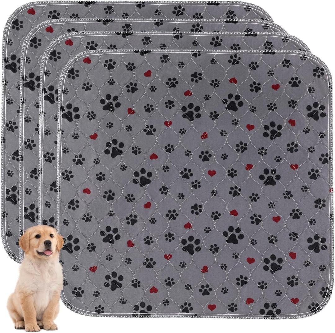 Washable Pee Pads for Dogs,4 Pack Extra Large 24"x24" Super Absorbent Reusable Puppy Pads,Non-Slip 100% Waterproof Dog Pee Pads,Pet Training Pads for Couch, Crate,Potty Training,Floor
