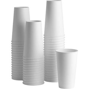 GUSTO Comfy Package [100 Count 20 oz. Disposable White Paper Cups, Hot Coffee Cups - Eco-Friendly Hot Cups
