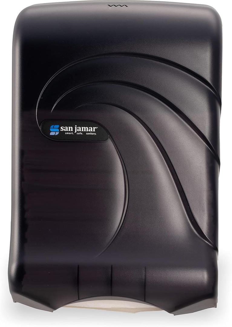San Jamar Ultrafold Plastic Paper Towel Dispenser for Bathroom, Black (Pull)