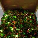 HMASYO 6 FT Pop Up Tinsel Christmas Tree with 100 Colored Timer Lights & Remote, Green Leaf Berries Collapsible Artificial Pencil Tree Xmas Decor for Home, Office, Party, USB Powered, Easy Assembly