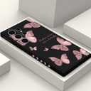 for Samsung Galaxy S24 Ultra Case, Creative Flower Pattern Design Phone Cover Drop Protection Soft Ultra Thin Scratch Resistant Microfiber Lining Inner for Galaxy S24 Ultra-Butterfly Black