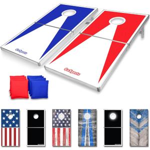 GoSports 4 x 2 ft Ultra Portable Cornhole Board Set - Choose LED Lights or Standard - Regulation Size Corn Hole Games for Adults, Perfect for Tailgating and Camping - Includes 8 Bean Bags & Rules