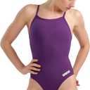 ARENA Women's Team MaxLife Swimsuit Solid FL Light Drop Back Sports Athletic One Piece Swimwear Training Bathing Suit, Plum/White, US Size 40