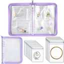 Travel Jewelry Organizer Transparent Jewelry Storage Book Set with Pocket Traveling Necklace Earring Organizer with Zipper for Ring, Bracelets, Stud (120 Grids +75 Thicken PVC Zipper Bags, Purple)