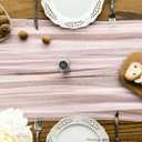 Artoid Mode 6PCS Blushing Pink Gauze Table Runner 120 Inch 10FT, Seasonal Sheer Kitchen Dining Holiday Wedding Birthday Baby Shower Table Decor for Home Party