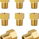 MuHize Brass Brake Line Adapter Kit - 1/8" NPT Male to 3/8-24 Female Inverted Flare Fitting Set (8Pcs) for 3/16" Automotive Brake Lines