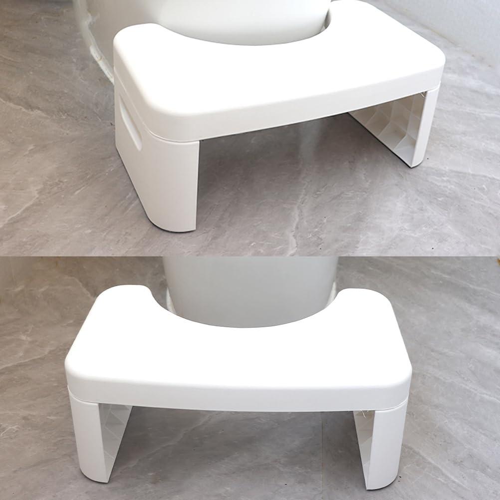 HI FINE CARE Folding Toilet Stool - Foldable Squatting Poop Stool for Bathroom | Splicable Foot Stool | Potty Accessories (White)