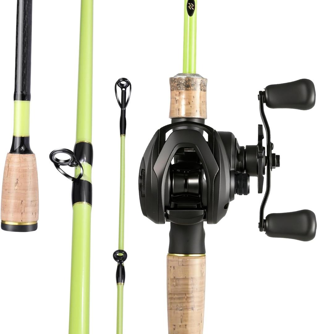 Sougayilang Lite Fishing Rod and Reel Combo, Baitcaster 2-Piece Rod, IM6 Graphite Blanks, Stainless Steel Guides with Ceramic Rings, EVA Handle, Freshwater Fishing, Size: 6'10''/6.9ft