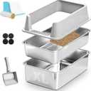 Stainless Steel Sifting Litter Box, XL Litter Boxes for Pine Pellets
Sifting Cat Litter Box Metal, 23''X14.5''X11.8'' Large,Easy Clean, Odor Control, Includes Liners & Scoop