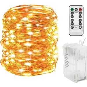Twinkle Star 300LED 99FT Copper Wire String Lights Battery Operated 8 Modes Fairy Lights with Remote Waterproof Fairy String Lights for Outdoor Christmas Lights Wedding Party Decoration Warm White