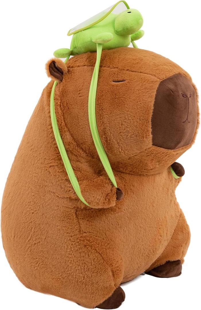 Capybara Plush Toy with Turtle Backpack - 13" Kawaii Capybara Stuffed Animal Cute Capybara Plushie Doll, Soft Cuddly Gift for Kids Boys Girls(13 Inch)