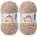 2 Skein/Pack Himalaya Dolphin Baby Chenille Yarn, Each Ball 100 gr (3.5 oz), 120 m (132 Yards), 100% Polyester, Super Bulky Baby Blanket Velvet Amigurumi Yarn, 80317 - Beige