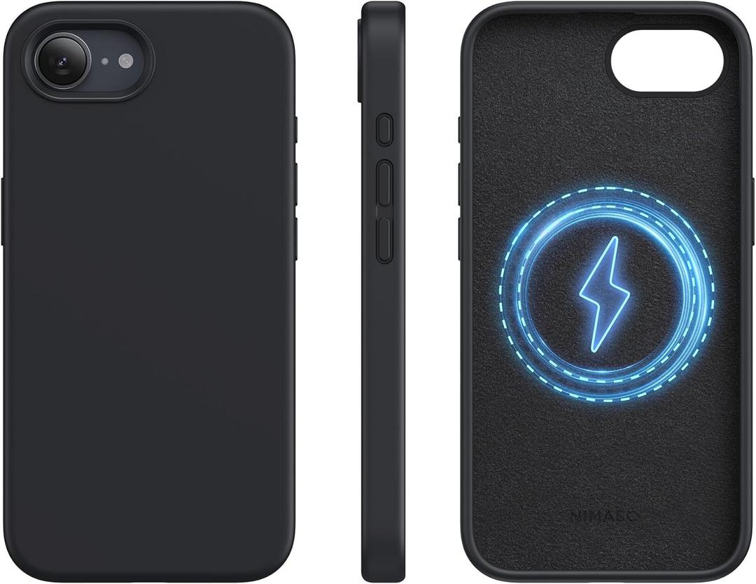 NIMASO for 16e Phone Case Compatible with MagSafe, Magnetic Silicone iPhone 16e Case, Shockproof Military-Grade Protection, 6.1 inch, Black