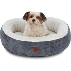 AMERICAN KENNEL CLUB 23" Mason Fabric Round Pet Bed - Stylish Washable Dog Bed with Non-Slip Bottom, Plush Sleeping Surface - for Cats, Small Breeds (Gray)