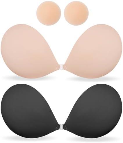 MITALOO Seamless Adhesive Bra Sticky Strapless Invisible Push up Bras Silicone Backless Nipple Cover for Women, Size D