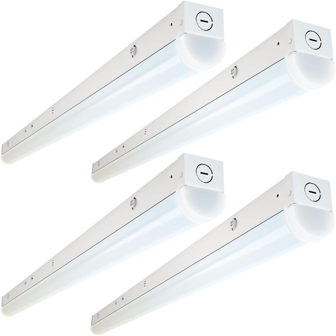 4FT LED Strip Lights 4 Packs, 60W/50W/40W/30W/25W 5CCT 0-10V Dimmable LED Linear Lights, UL Listed AC 100-277V 4' Led Shop Lights for Garage, Workshop, Storeroom, Basement, Barn, Factory, Supermarket