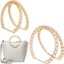 PH PandaHall Chain Bag Handle, 4pcs Handle Strap Metal Handle Replacement Decorative Purse Handle Twist Handbag Handle for Summer Handmade Bag Beach Bag Straw Handbags, Golden