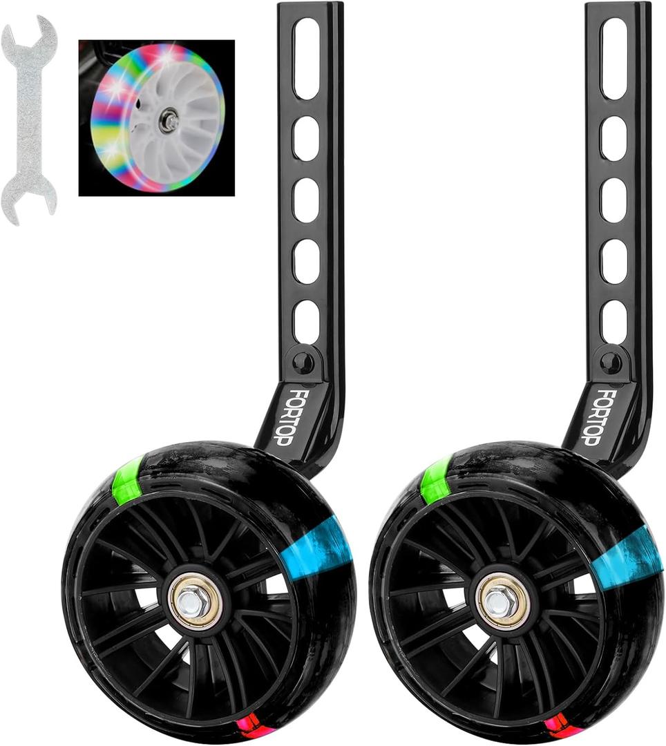 Bike Training Wheels, Pair of Heavy Duty Rear with Stabilizers Mounted Kit for Kids Boy Girls Bikes of Single Speed Bicycle with 12 14 16 18 20 Inch