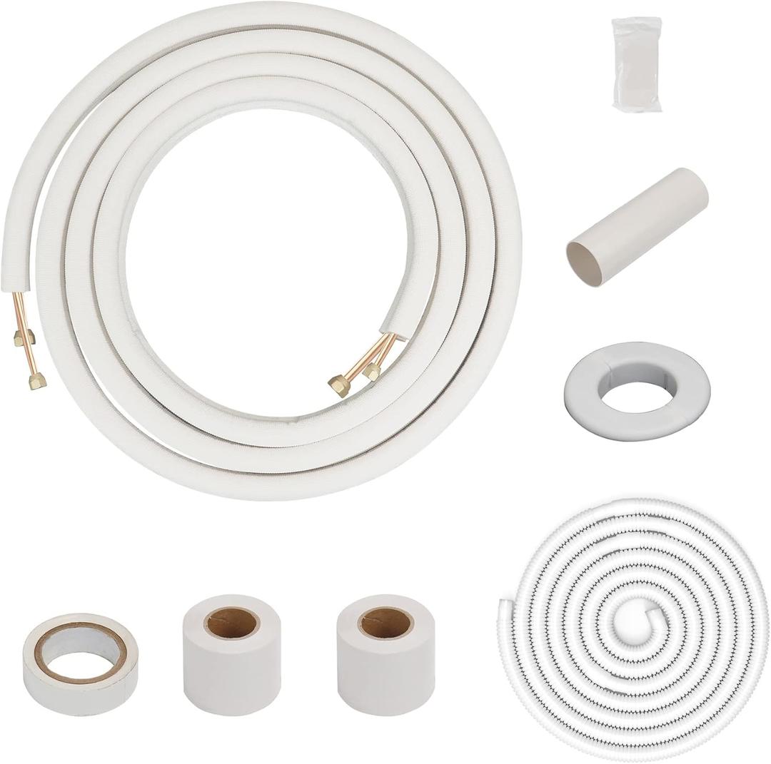 Air Jade 33 ft. Insulated Copper Pipes 1/4 & 3/8 inch Mini Split Line Set for Ductless Air Conditioner, Heat Pump System