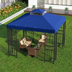 10'x10' Replacement Canopy Top Cover Only for Gazebo, Double Tiered Gazebo Covers for Outdoor Patio Garden Canopy(Blue)