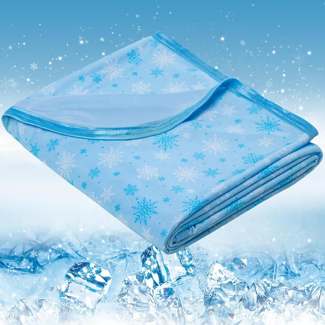 OIGAE Cooling Blanket for Hot Sleepers - Soft & Lightweight Summer Cold Blanket for Night Sweats | Perfect for Bed, Couch, Sofa (Blue, Twin 60" x 80")